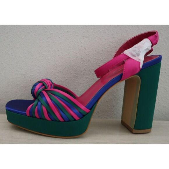 Sun Gurg Women's Sz 8 Hot Pink Open Toe Ankle Strap Platform Chunky Heel Sandals - Picture 5 of 12